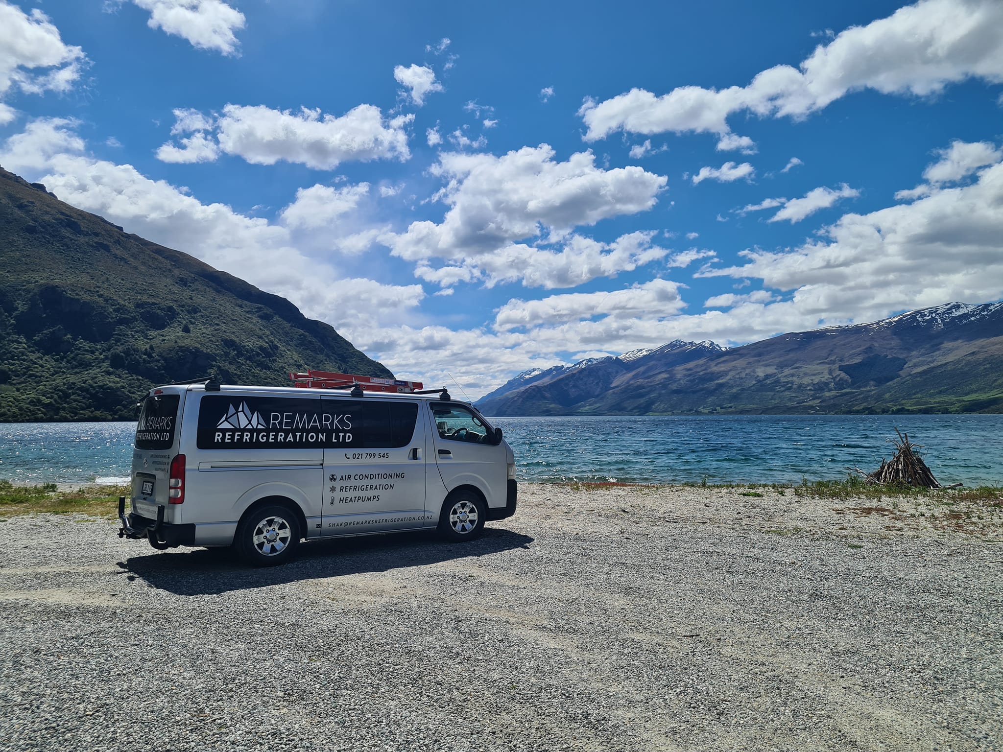 Remarks Refrigeration van at a commercial construction site, Queenstown